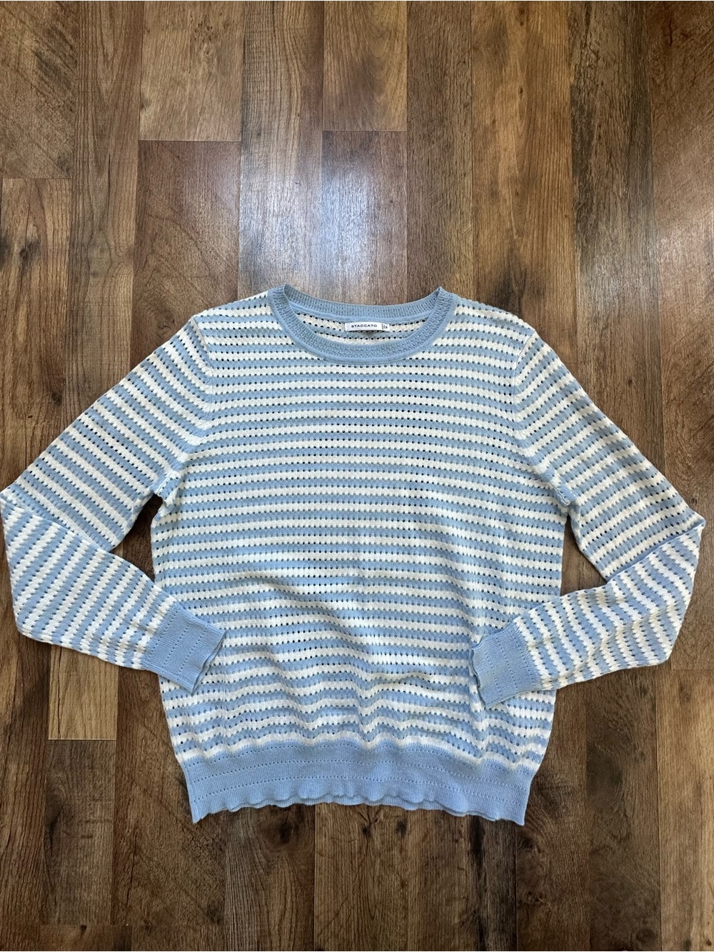 Staccato Light Blue and White Striped Knit Top
